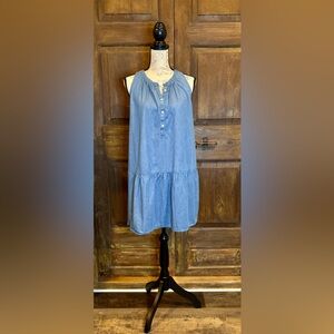 LOFT Denim Blue Gathered Top